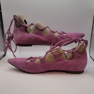Coach Pink Lace-Up Flats